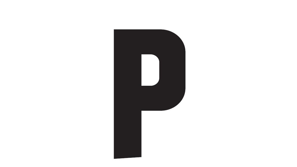 A black letter "P" on a white background. The letter features a modern font and clear lines.